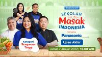 Peserta dari kategori perguruan tinggi Sekolah Masak Indonesia bersama Panasonic akan melalui tahap ujian akhir mereinterpretasi resep. (Dok. Vidio)
