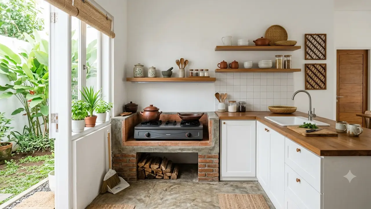 Ide Dapur Tema Pawon Jawa, Tampil Modern Minimalis Ala Tradisional Model Skandinavia Dominasi Warna Netral