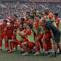 Para pemain Persija Jakarta merayakan gol kedua Gustavo Almeida pada laga pekan terakhir BRI Super League 2025/2026 pada Sabtu (23/5) sore WIB. (Bola.com/Abdul Aziz)