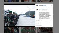 Gagah dan sangarnya pasukan TNI gelar apel siap amankan Laut Natuna dari kapal China. (Instagram @puspentni)