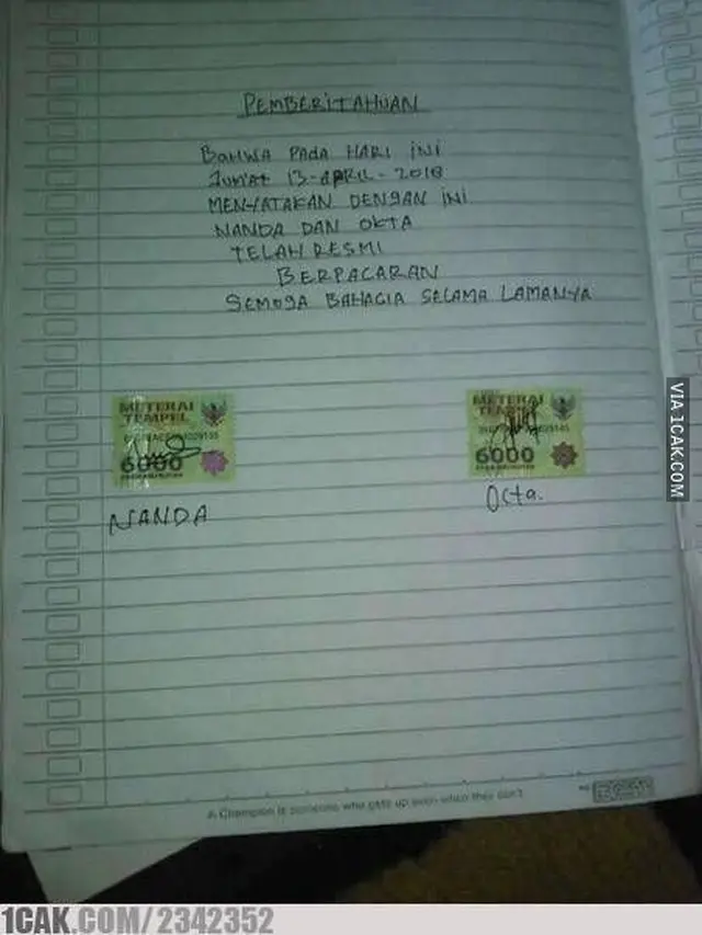 6 Surat Perjanjian Pacaran Ini Bikin Senyum Tipis, Langgar Langsung Putus