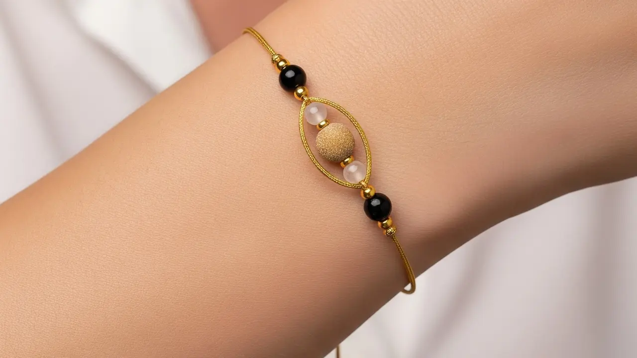 Gelang Emas Tali + Batu Alam