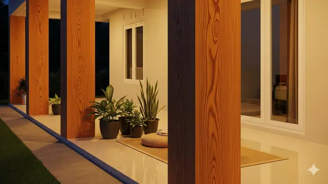Tiang Beton Dicat Motif Kayu