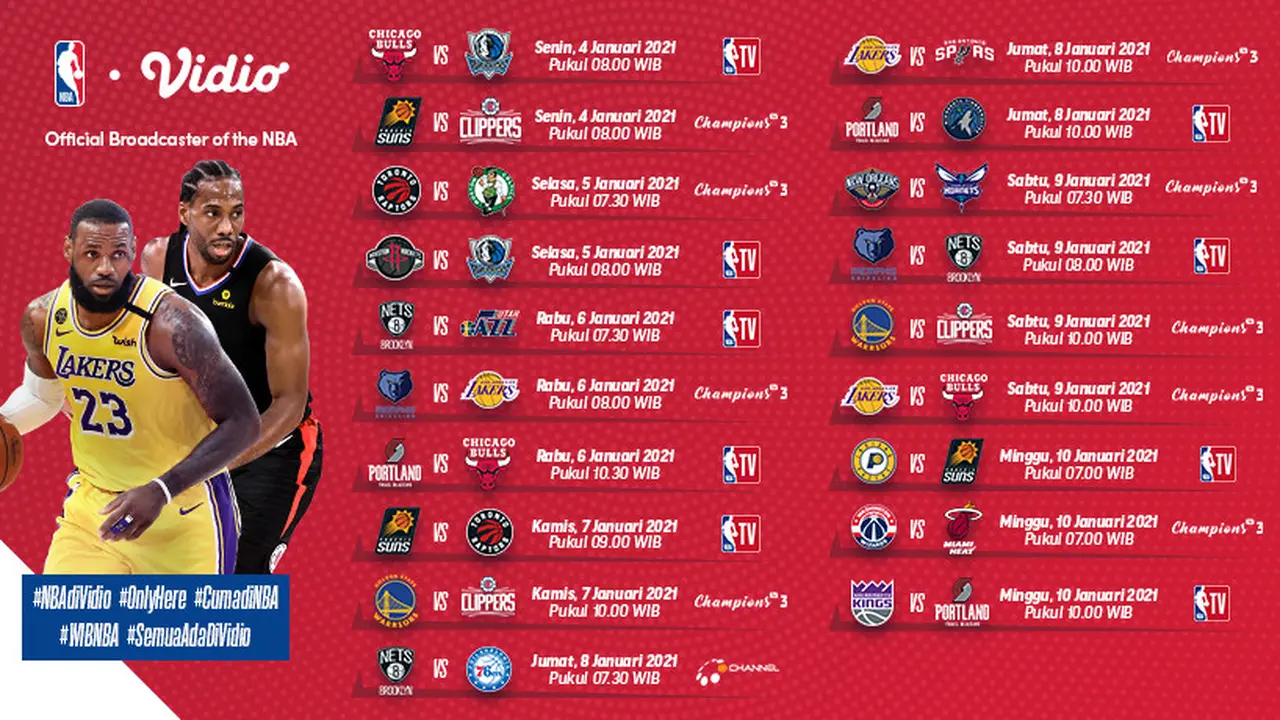 Jadwal NBA pekan ketiga di Vidio