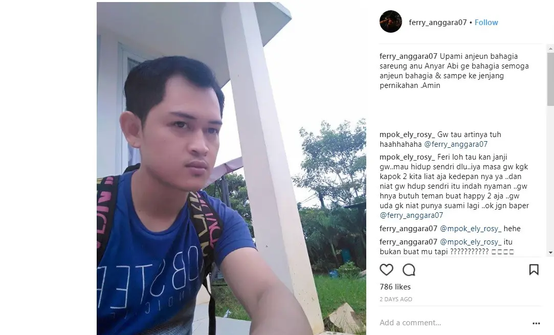 Ferry Anggara ungkap kesedihan tapi bukan untuk Elly Sugigi (Foto: Instagram)