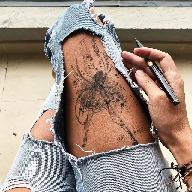 6 Kreasi Seni Lukis Gambar Balerina di Paha Ini Hasilnya Memukau