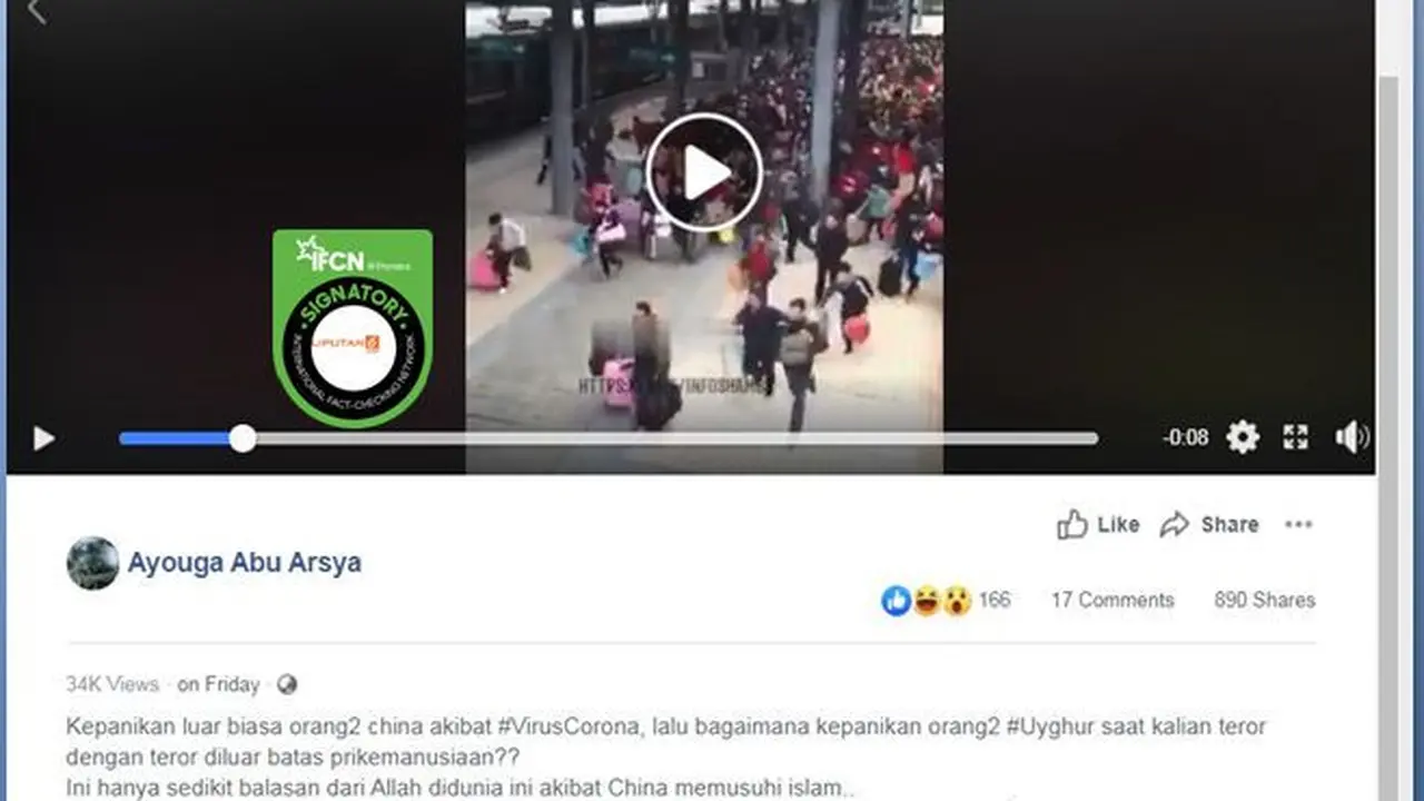 [Cek Fakta] Orang China Berlarian Hindari Virus Corona, Fakta atau Hoaks?