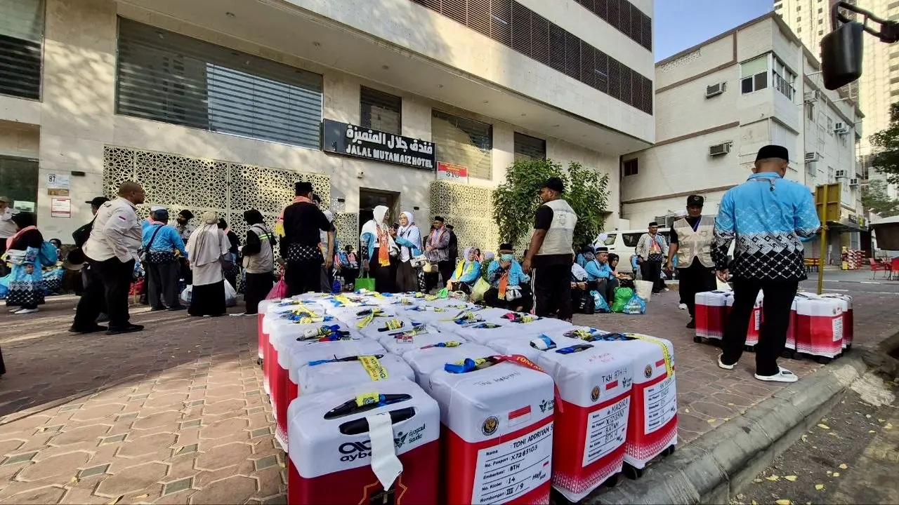 Pemulangan jemaah Kloter 14 Embarkasi Batam (BTH 14) asal Kabupaten Singkawang, Kalimantan Barat, di Hotel Jalal Mutamaiz, Mekkah, Arab Saudi, Senin, 15 Juni 2026