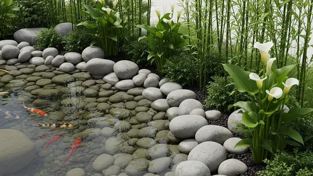 Desain Kolam Ikan Dangkal dengan Tanaman Air yang Estetik