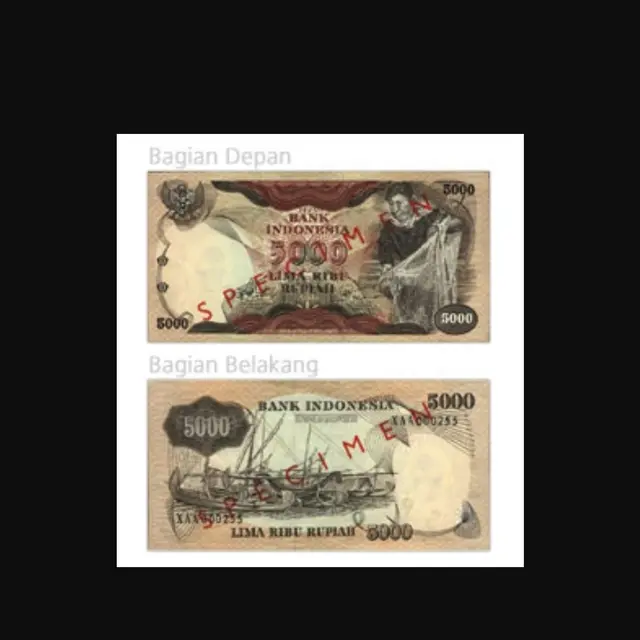 4. Rp 5.000/Tahun Emisi 1975 (bergambar nelayan dan kapal). (Foto: BI)