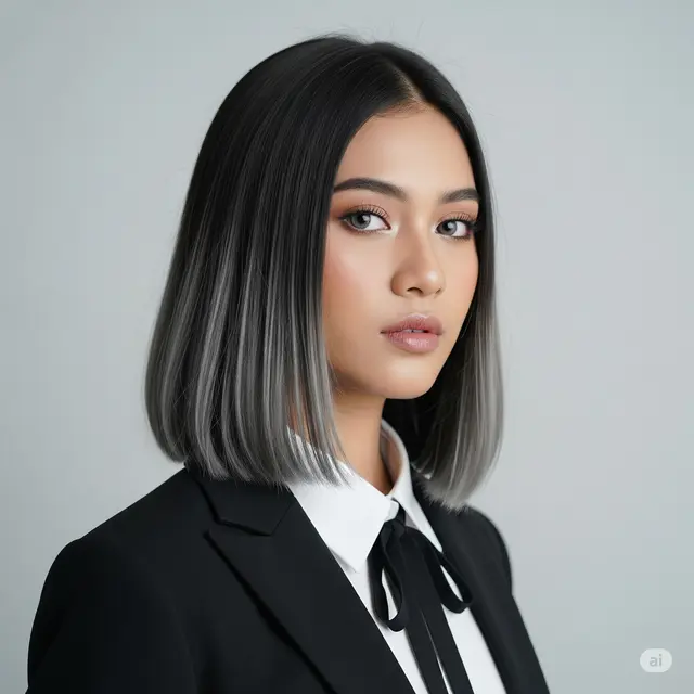 Inspirasi Rambut Pendek Highlight Abu-Abu. Foto: Gemini