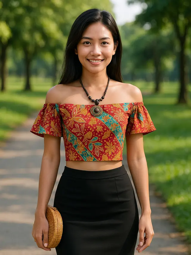 7 Model Crop Top Batik Lengan Pendek, Gaya Tradisional yang Makin Kekinian
