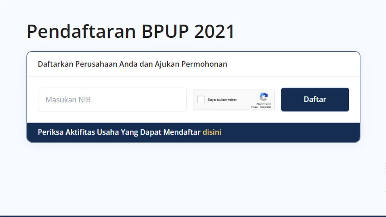 Program Bantuan Pemerintah bagi Usaha Pariwisata (BPUP) 2021.