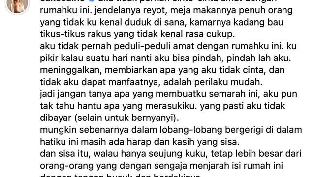 Unggahan Nadin (Dok. Instagram @cakecaine)