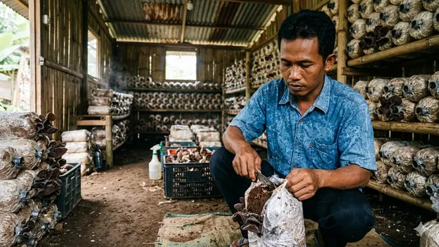 Teknik Penyobekan Plastik yang Unik pada Jamur Kuping