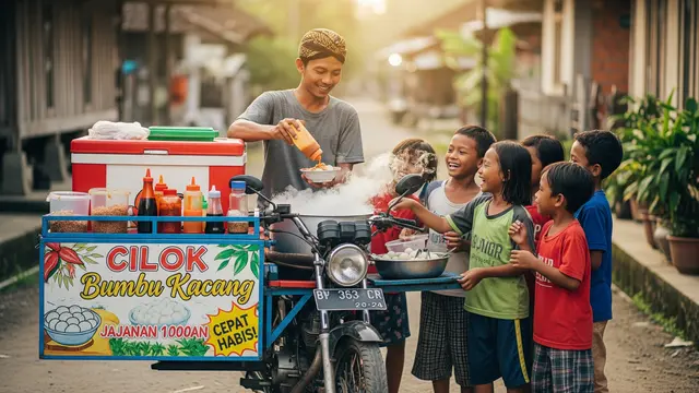 Ilustrasi Jualan Cilok/Gemini AI
