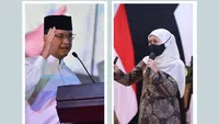 Anies Baswedan dan Gubernur Jatim Khofifah (kanan). (Istimewa)