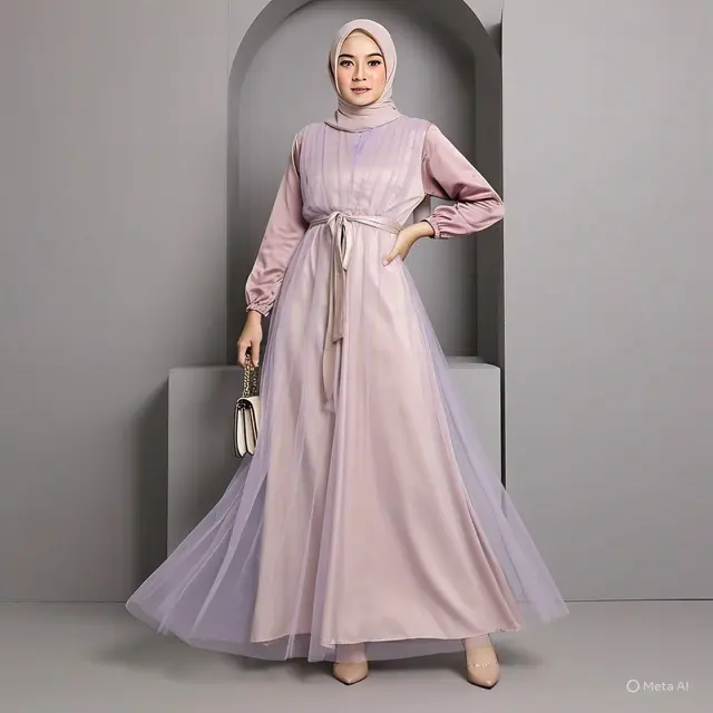 Gamis Maxi dengan Aksen Plisket