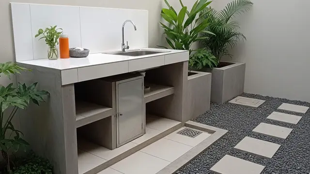Ide Area Cuci Piring Outdoor yang Tidak Becek untuk Rumah Minimalis Anda