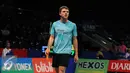 Pemain Perancis, Brice Leverdez saat melawan pebulutangkis tunggal putera Indonesia, Ihsan Maulana di penyisihan BCA Indonesia Open 2016, Jakarta, Rabu (1/6/2016). Brice kalah 11-21, 14-21. (Liputan6.com/Helmi Fithriansyah)