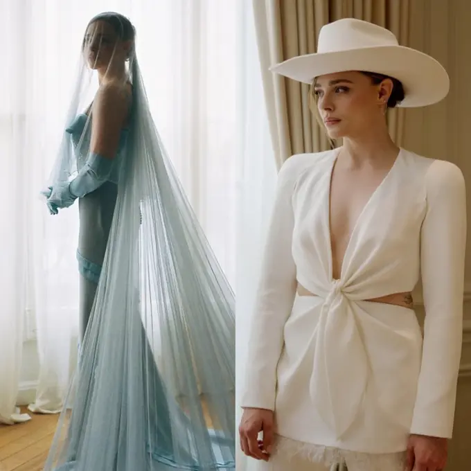 Busana Tak Biasa Aktris Chloe Grace Moretz Menikah dengan Model Kate Harrison, Bergaun Biru Bak Cinderella-Semi Maskulin Bergaya Cowgirl