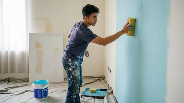 6 Cara Mengecat Ruangan dengan Spons, Sulap Tampilan Dinding Estetik dan Unik